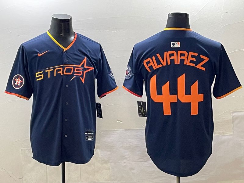 Men Houston Astros #44 Alvarez Drak Blue Three generations Joint Name 2025 Nike MLB Jersey style 8->houston astros->MLB Jersey